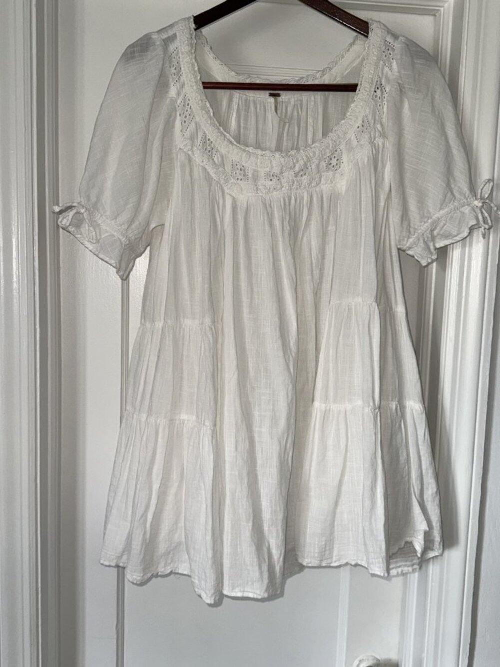 Free People Sandy Shores Babydoll Mini Dress Ivory S - SEE NOTES, Alterations